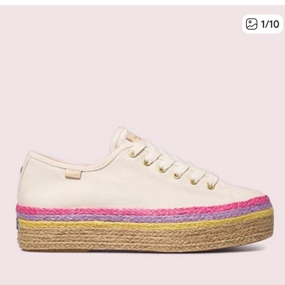 Keds x Kate Spade New York Triple Up Neon Raffia Platform‎ Sneakers Size 7